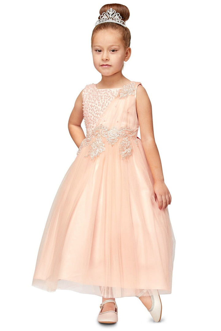 Embellished Girls Sleeveless Tulle Dress by Cinderella Couture 5009