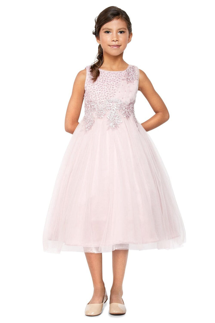 Embellished Girls Sleeveless Tulle Dress by Cinderella Couture 5009