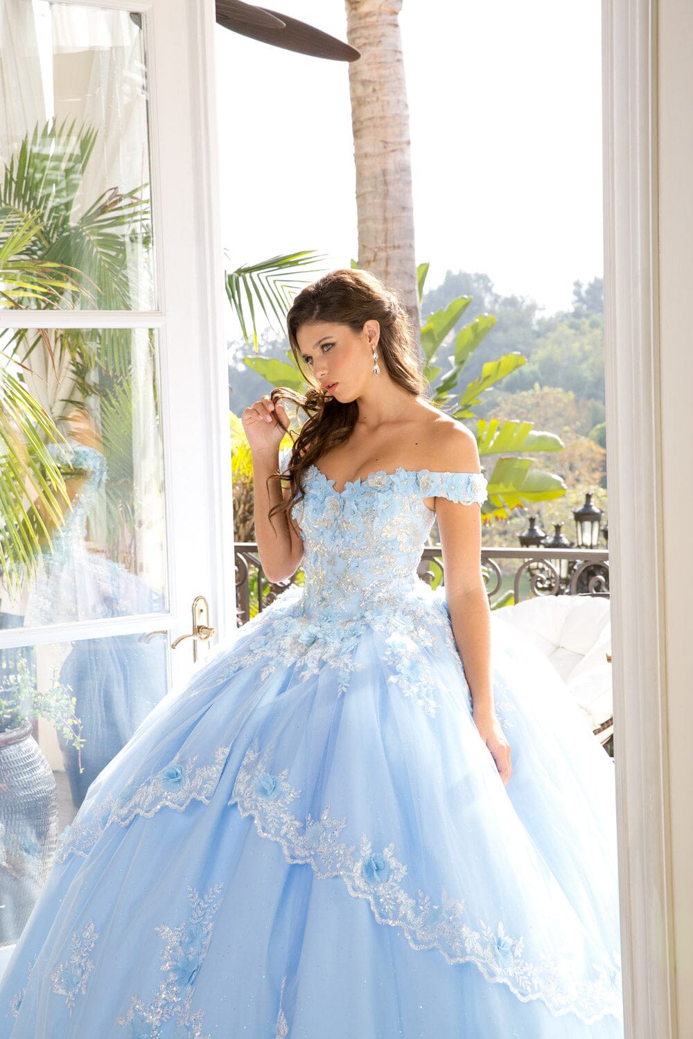 Embellished Off Shoulder Ball Gown by Petite Adele PQ1008