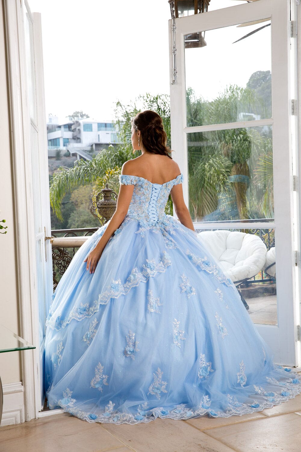 Embellished Off Shoulder Ball Gown by Petite Adele PQ1008