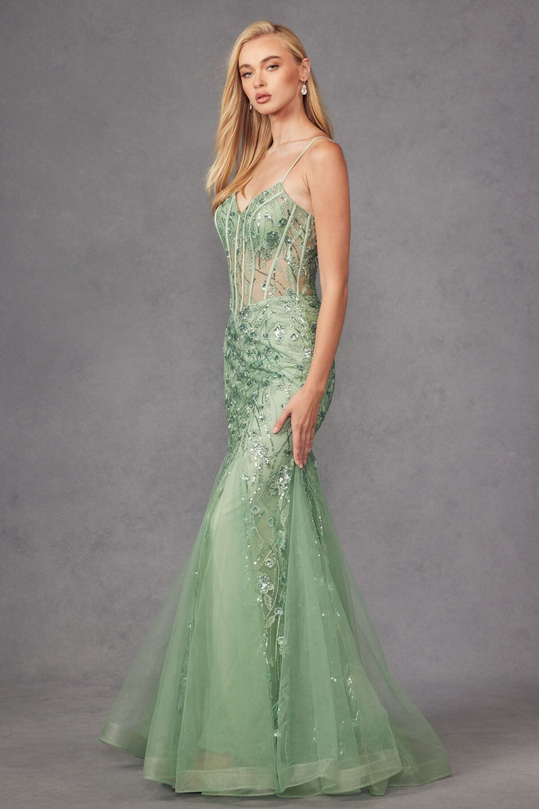 Embellished Sleeveless Mermaid Dress by Juliet JT2441S