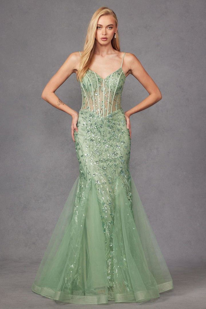 Embellished Sleeveless Mermaid Dress by Juliet JT2441S