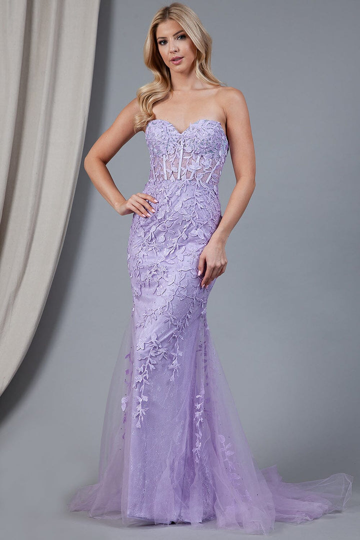 Embroidered Strapless Mermaid Dress by Amelia Couture 7024