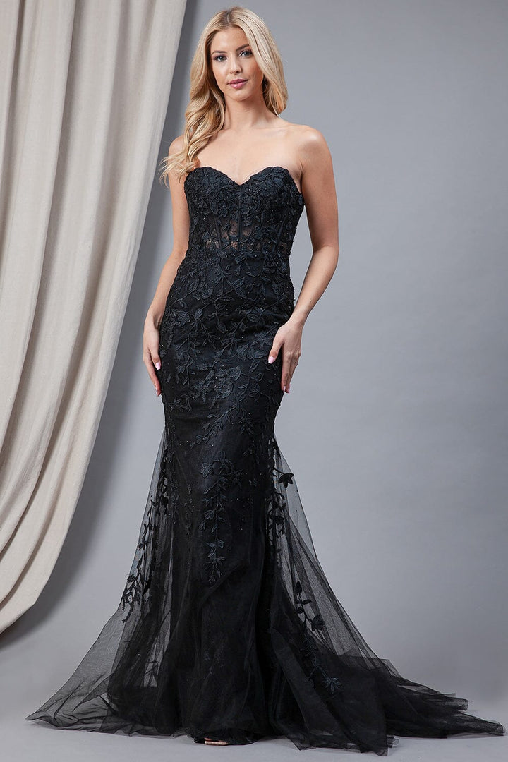 Embroidered Strapless Mermaid Dress by Amelia Couture 7024