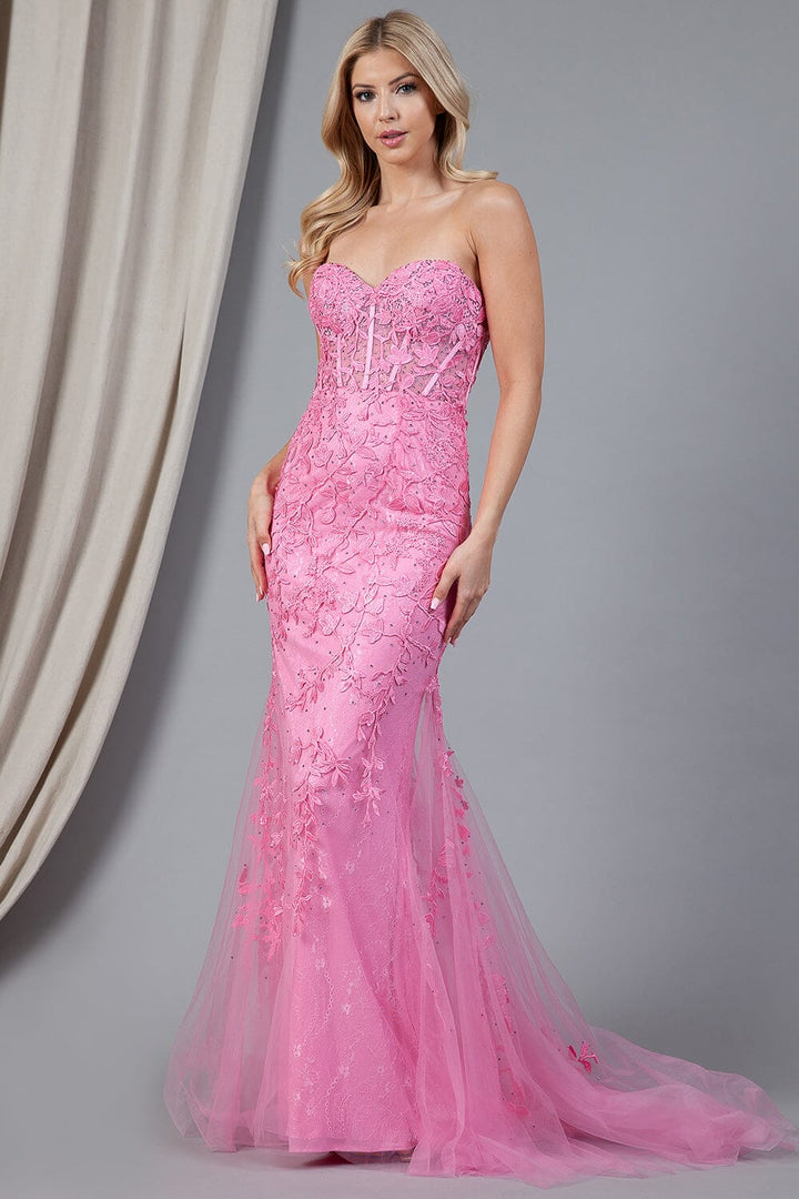 Embroidered Strapless Mermaid Dress by Amelia Couture 7024