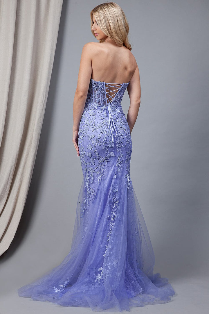 Embroidered Strapless Mermaid Dress by Amelia Couture 7024