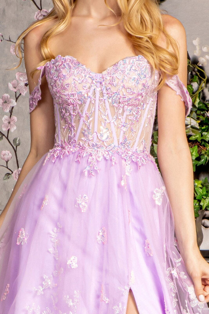 Embroidered Sweetheart A-line Slit Gown by GLS Gloria GL3206