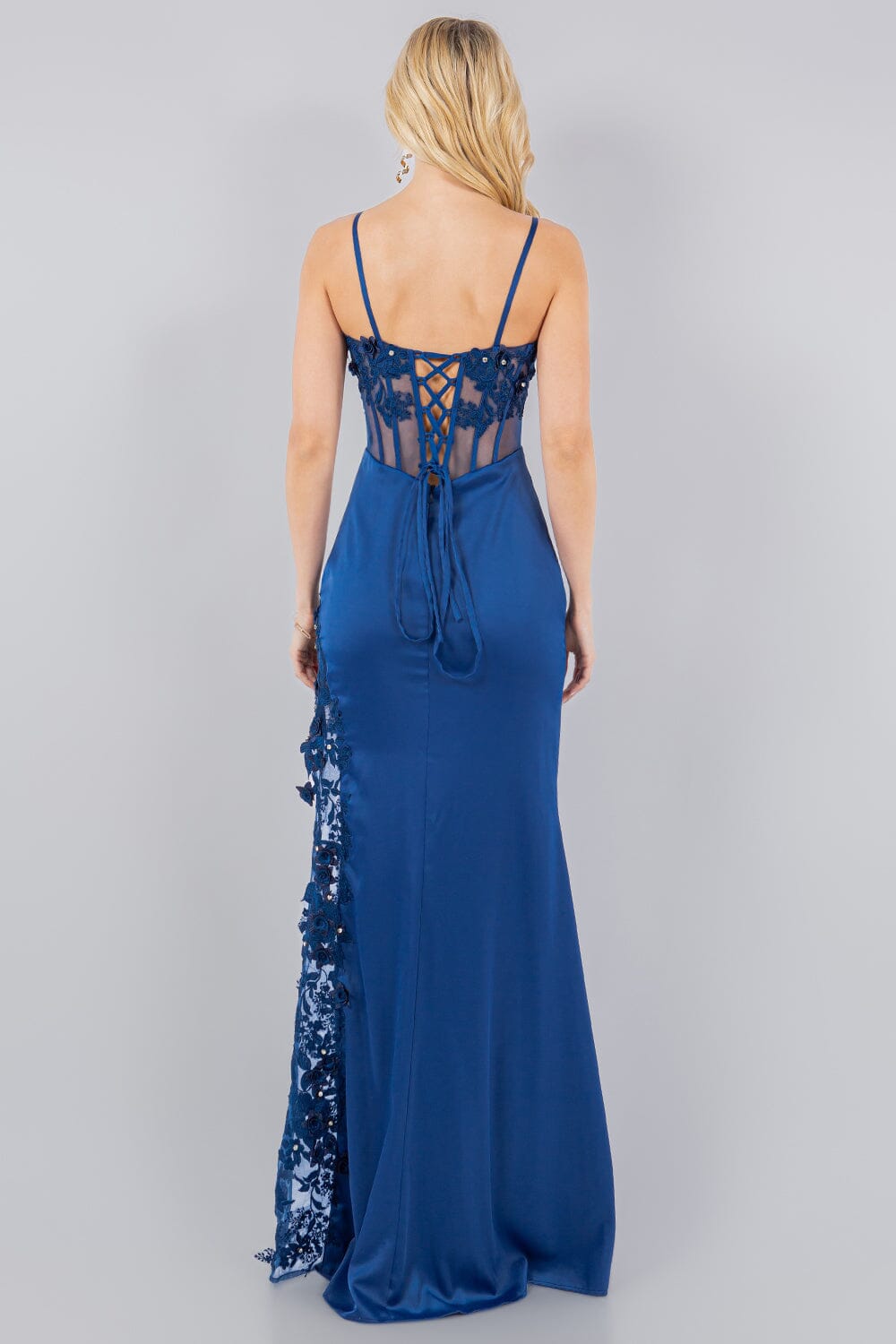 Fitted 3D Floral Sleeveless Slit Gown by Cinderella Couture 8085J