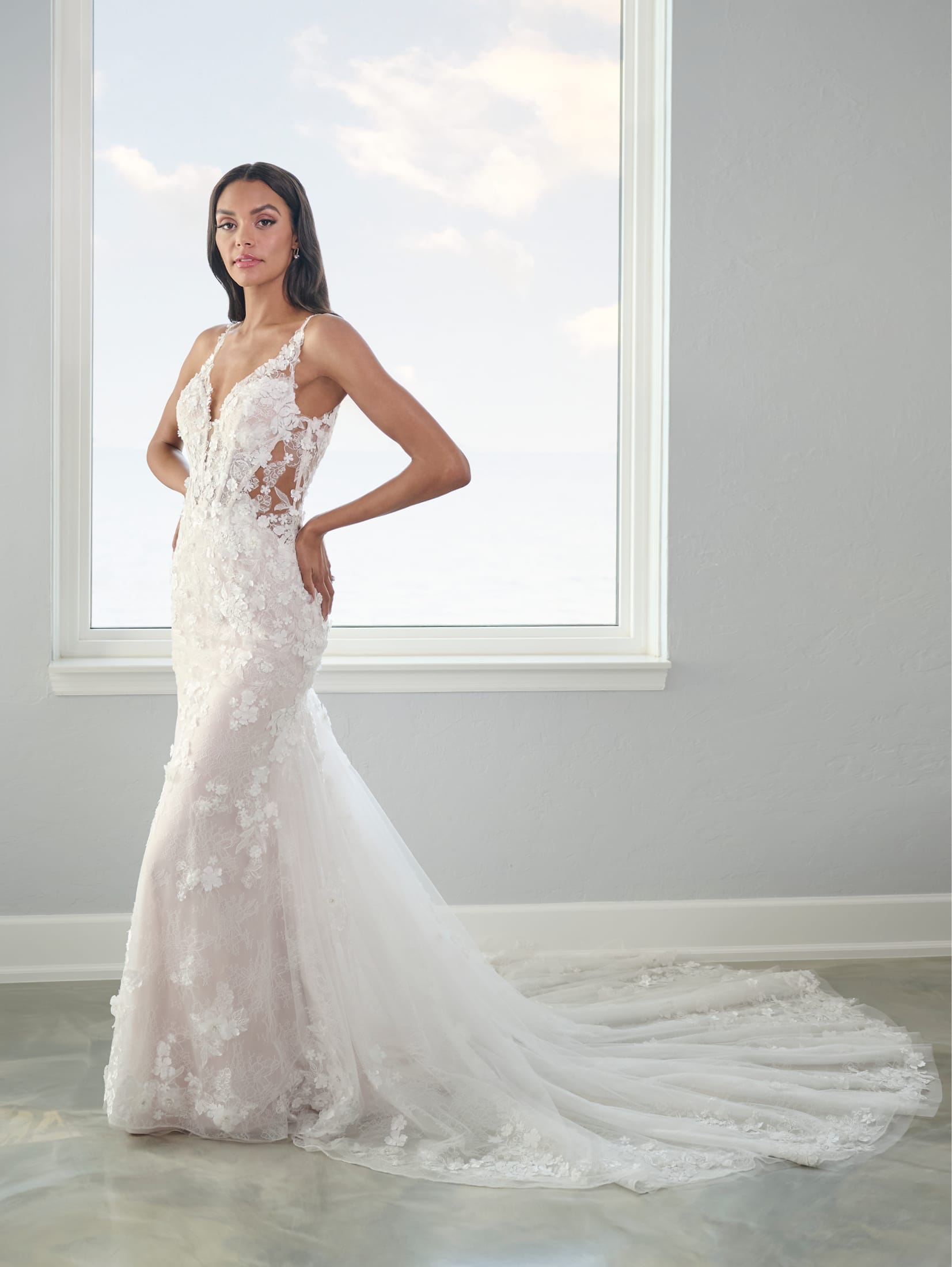 ivory and lilac wedding dress Tulle Lace Slim Gown In French Nude reativar_18.06