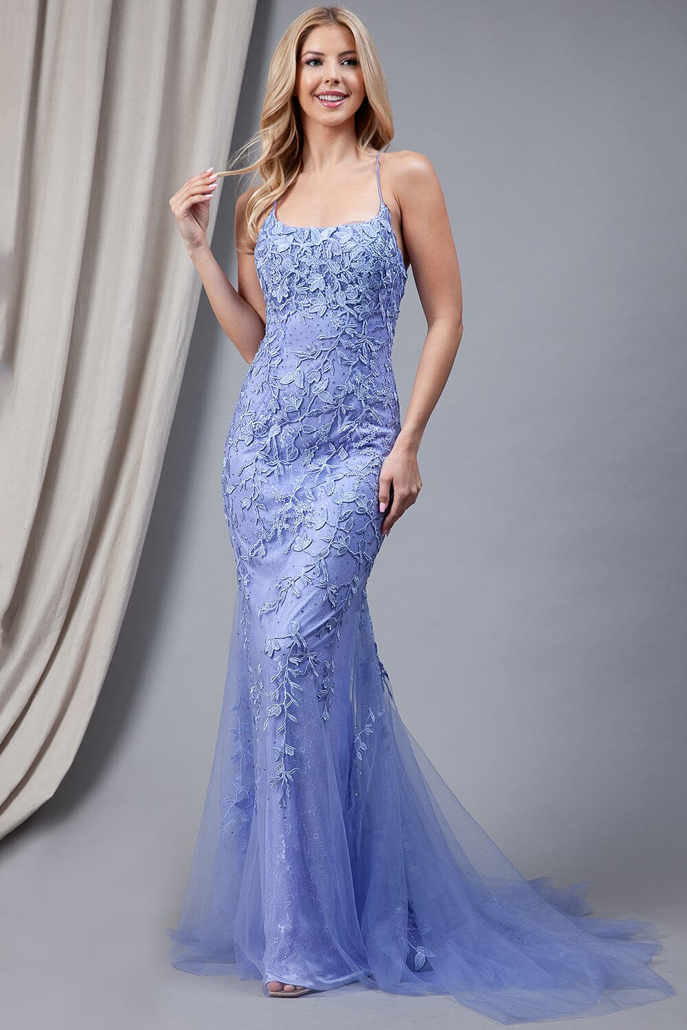 Fitted Embroidered Sleeveless Gown by Amelia Couture 799