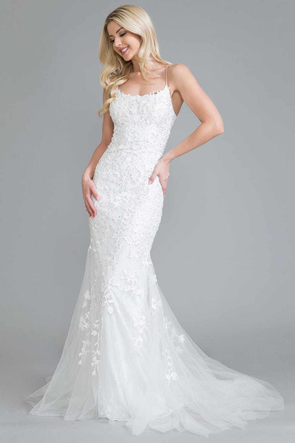 Fitted Embroidered Sleeveless Gown by Amelia Couture 799