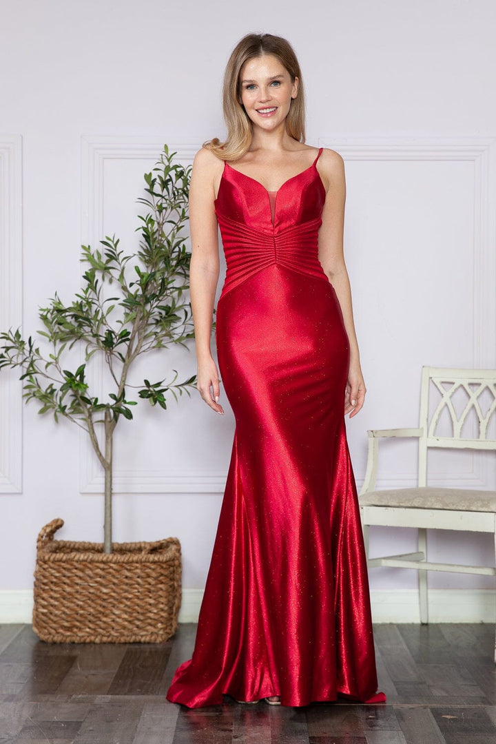 Fitted Glitter Jersey Sleeveless Gown by Poly USA 9260