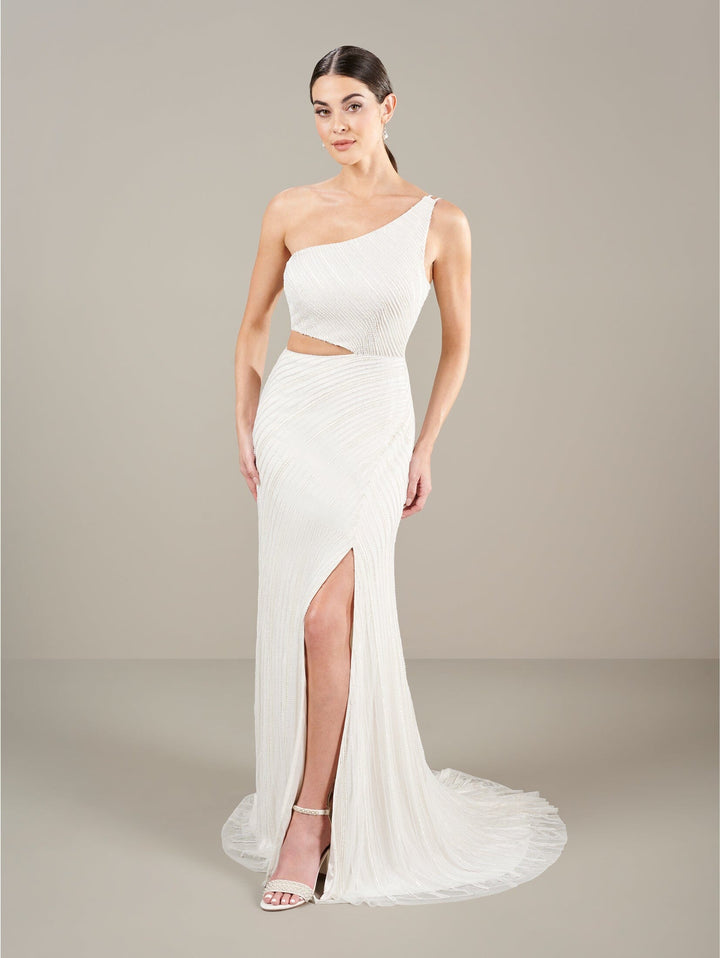 Fitted One Shoulder Bridal Dress by Adrianna Papell 40450