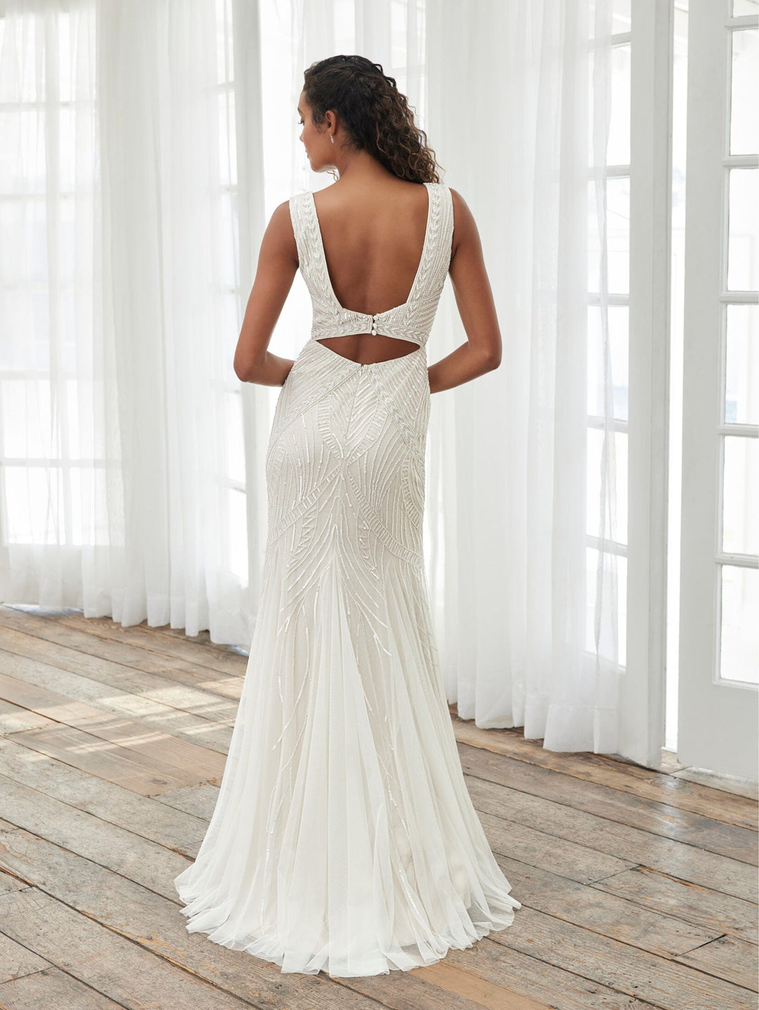 Fitted V-Neck Bridal Dress by Adrianna Papell 40406