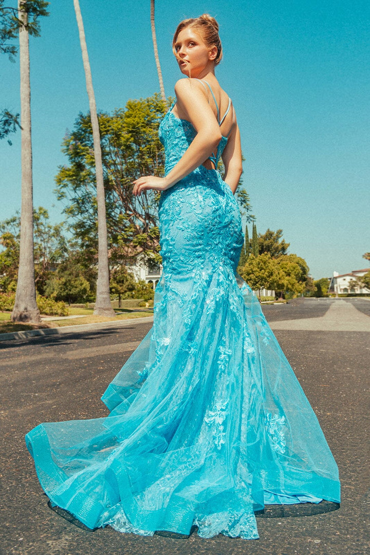 Floral Applique Sleeveless Mermaid Dress by GLS Gloria GL3333