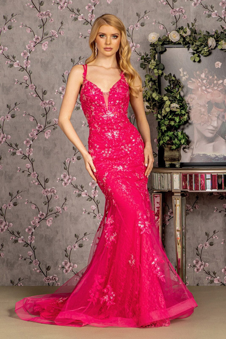 Floral Applique Sleeveless Mermaid Dress by GLS Gloria GL3333