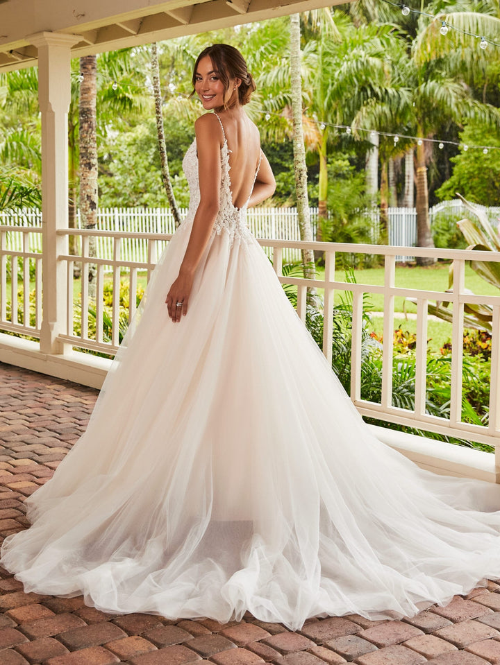 Floral Applique Tulle Wedding Gown by Adrianna Papell 31220