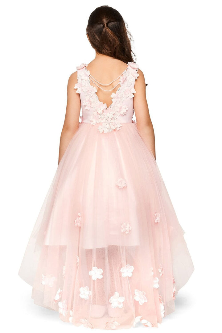 Girls 3D Applique High Low Dress by Cinderella Couture 5077