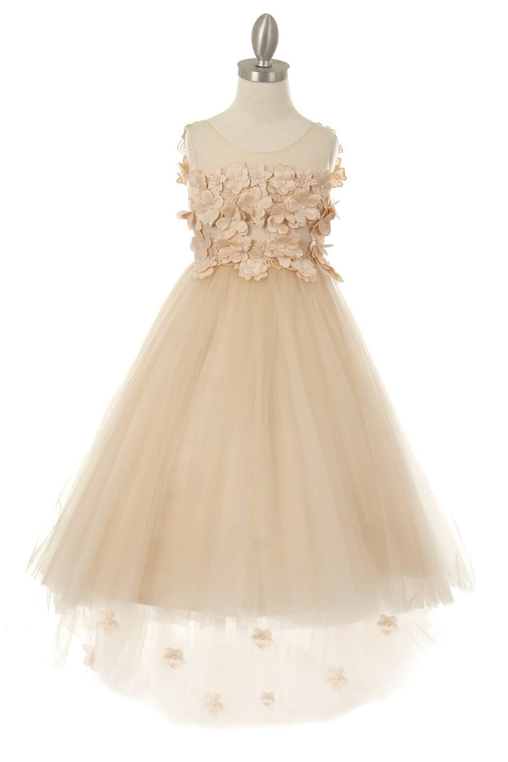 Girls 3D Applique High Low Dress by Cinderella Couture 5077