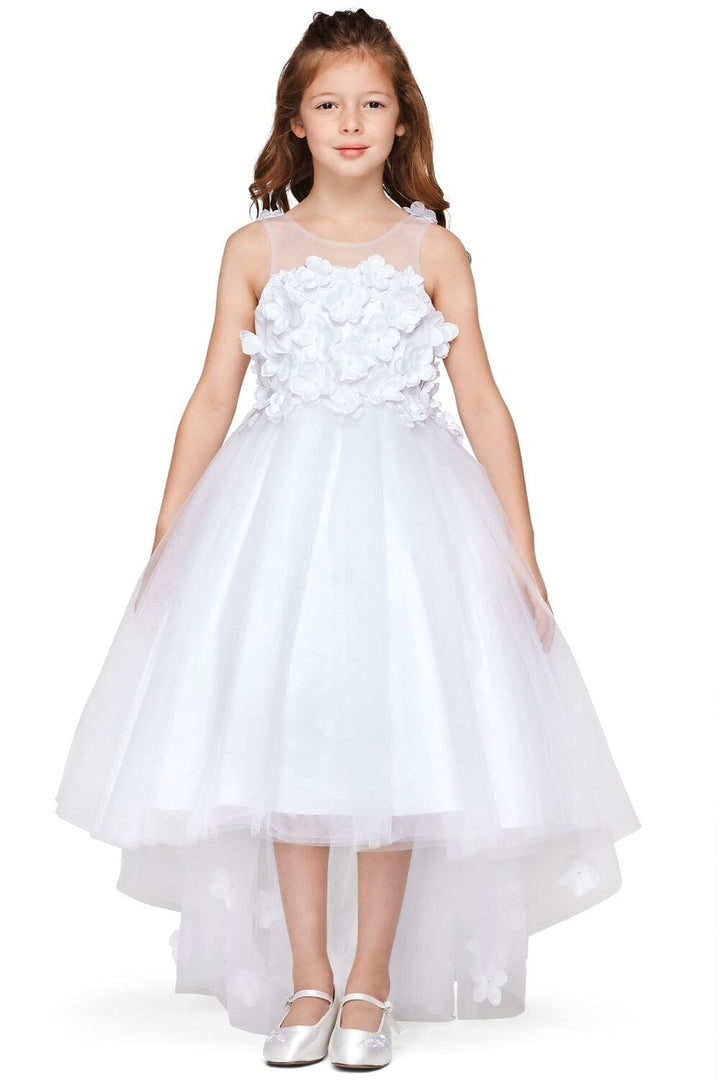 Girls 3D Applique High Low Dress by Cinderella Couture 5077