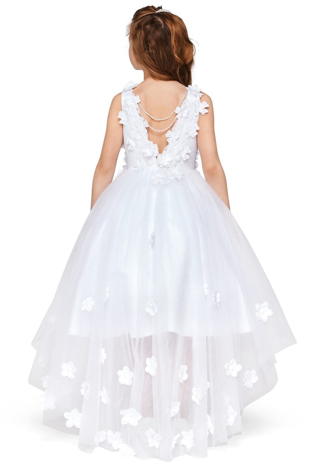 Girls 3D Applique High Low Dress by Cinderella Couture 5077
