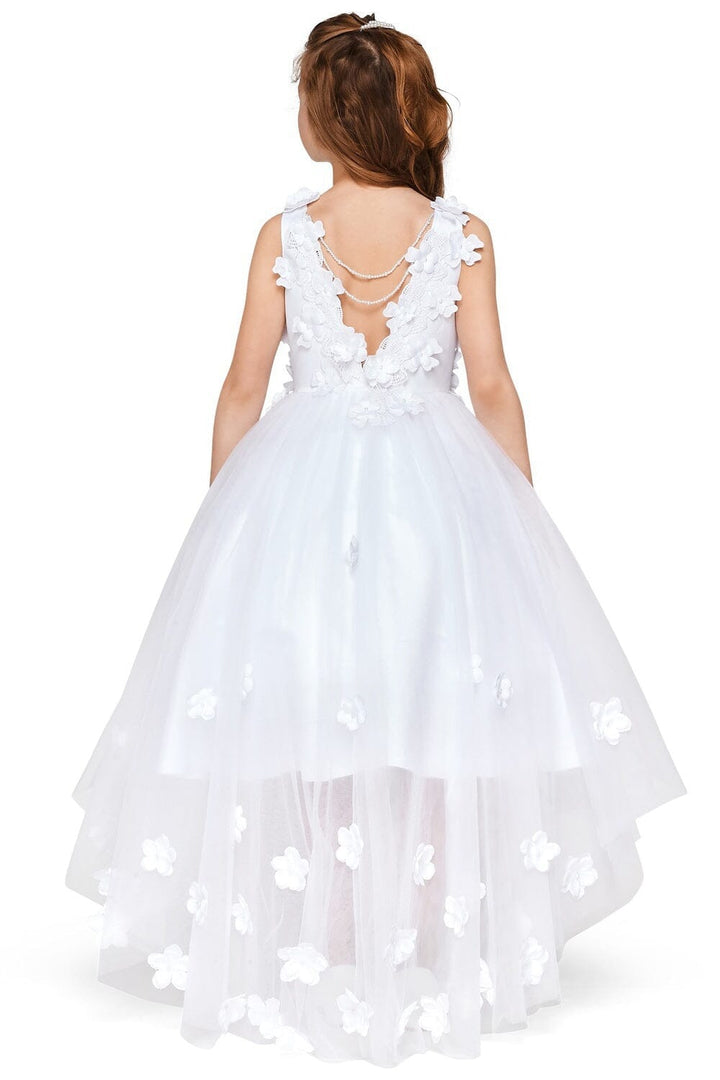 Girls 3D Applique High Low Dress by Cinderella Couture 5077