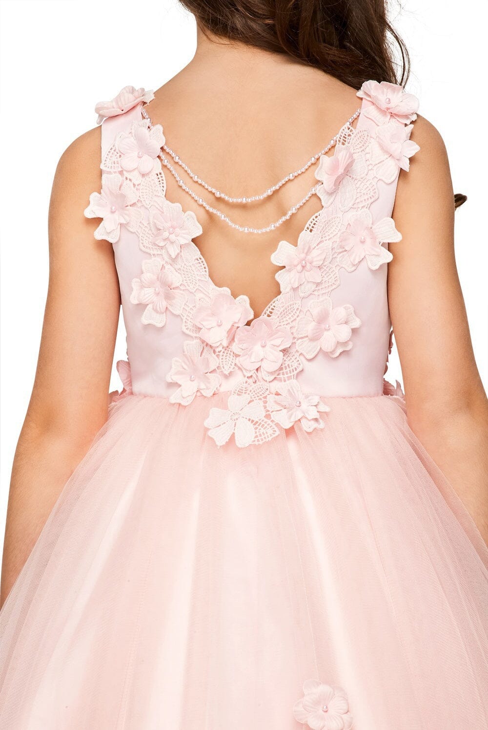 Girls 3D Applique High Low Dress by Cinderella Couture 5077