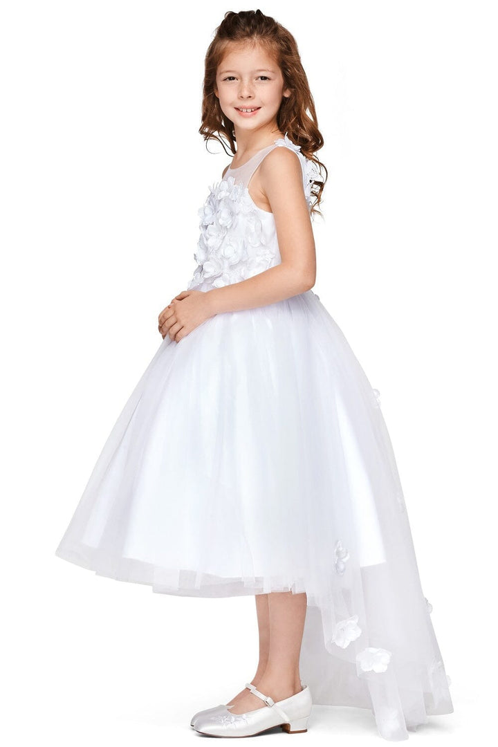 Girls 3D Applique High Low Dress by Cinderella Couture 5077