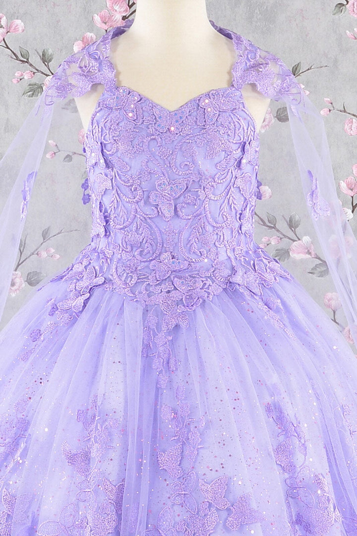 Girls 3D Butterfly Sleeveless Cape Gown by Elizabeth K GK114