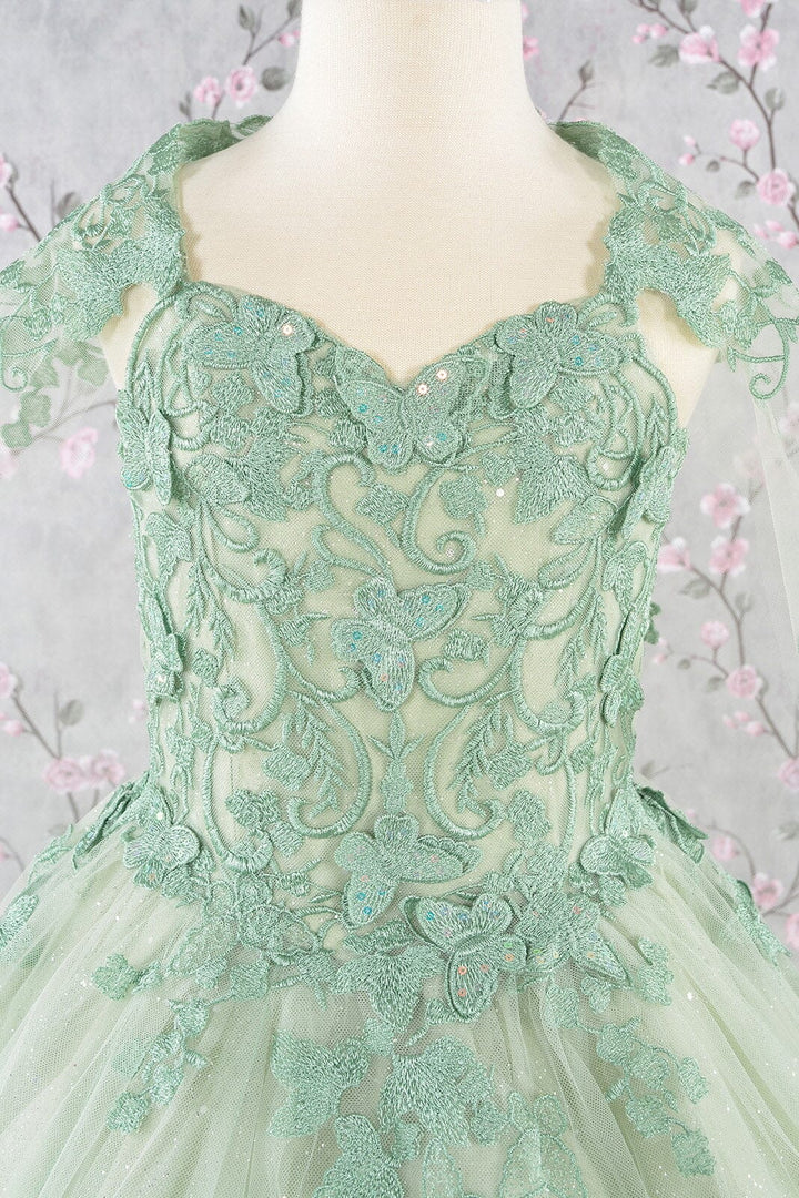 Girls 3D Butterfly Sleeveless Cape Gown by Elizabeth K GK114