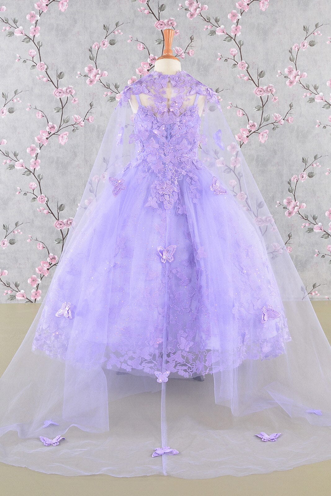 Girls 3D Butterfly Sleeveless Cape Gown by Elizabeth K GK114