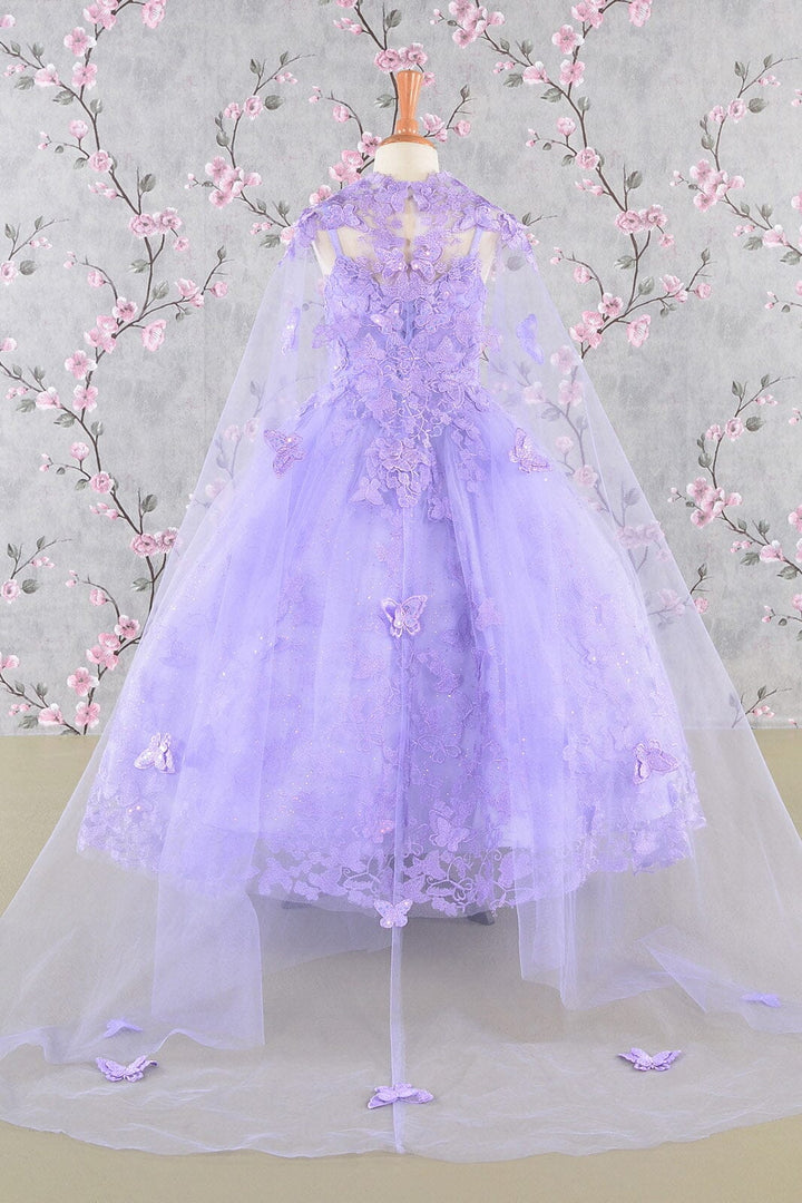 Girls 3D Butterfly Sleeveless Cape Gown by Elizabeth K GK114