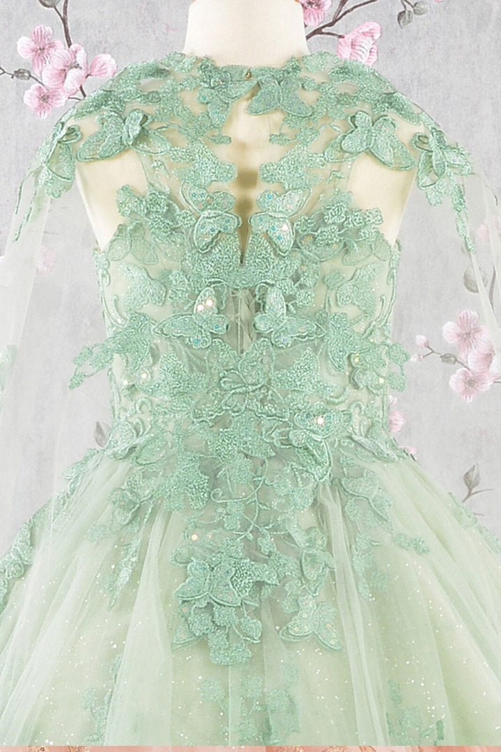 Girls 3D Butterfly Sleeveless Cape Gown by Elizabeth K GK114