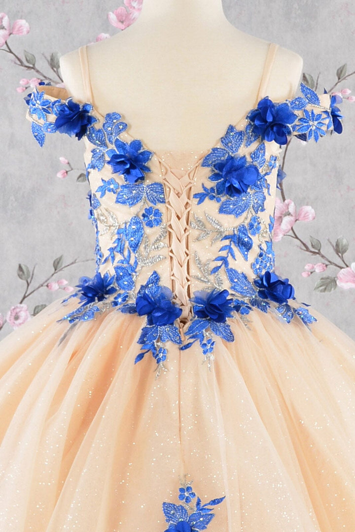Girls 3D Floral Cold Shoulder Gown by Elizabeth K GK115