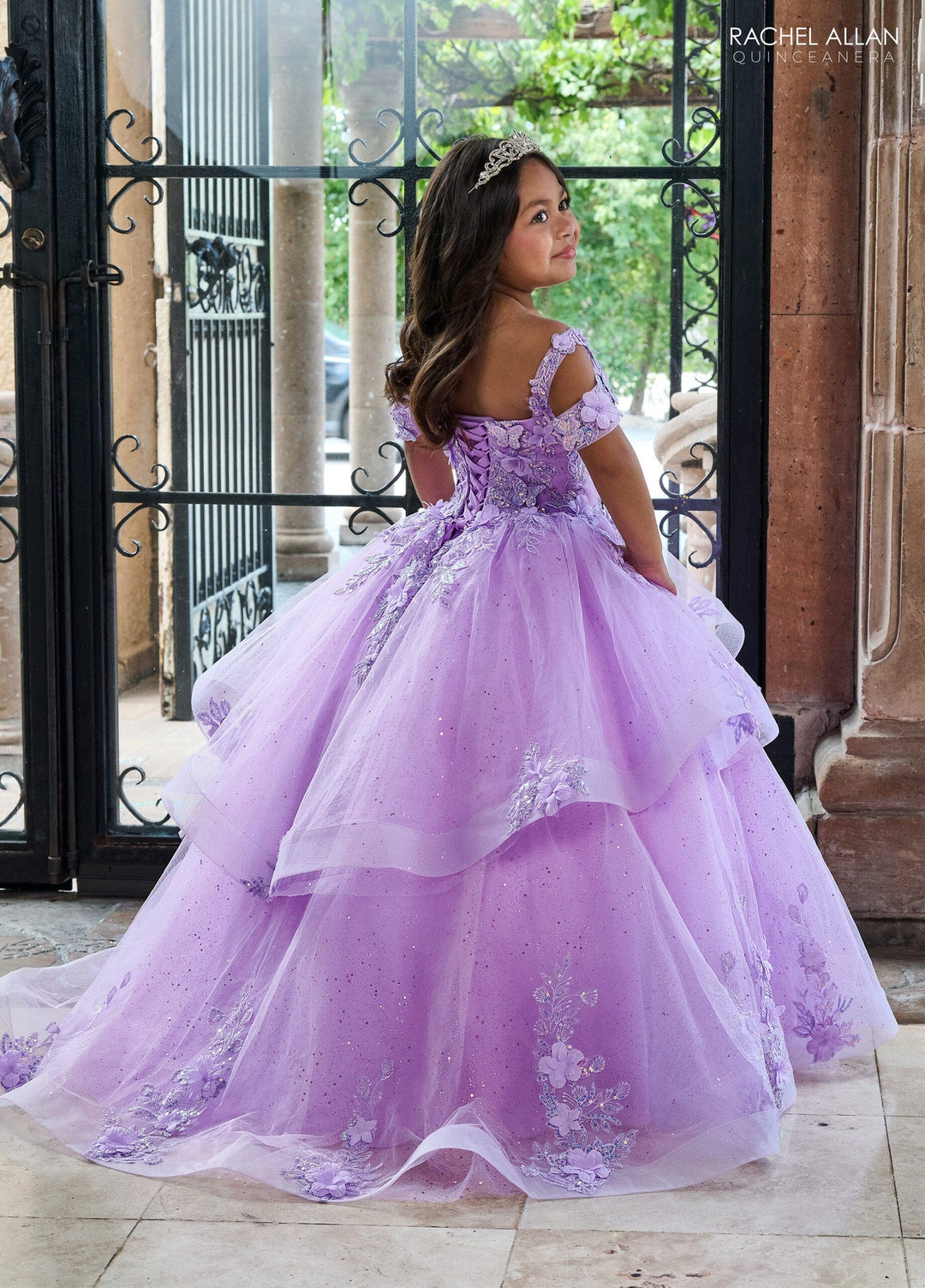 Girl's 3D Floral Cold Shoulder Gown by Rachel Allan RQ4043