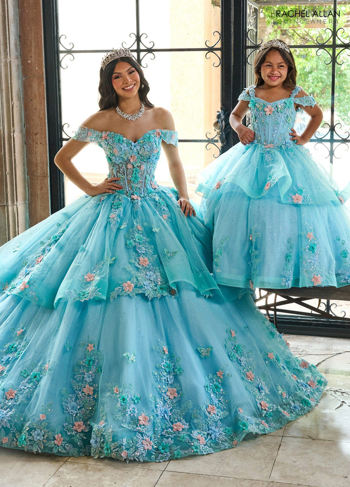 Girl's 3D Floral Cold Shoulder Gown by Rachel Allan RQ4043