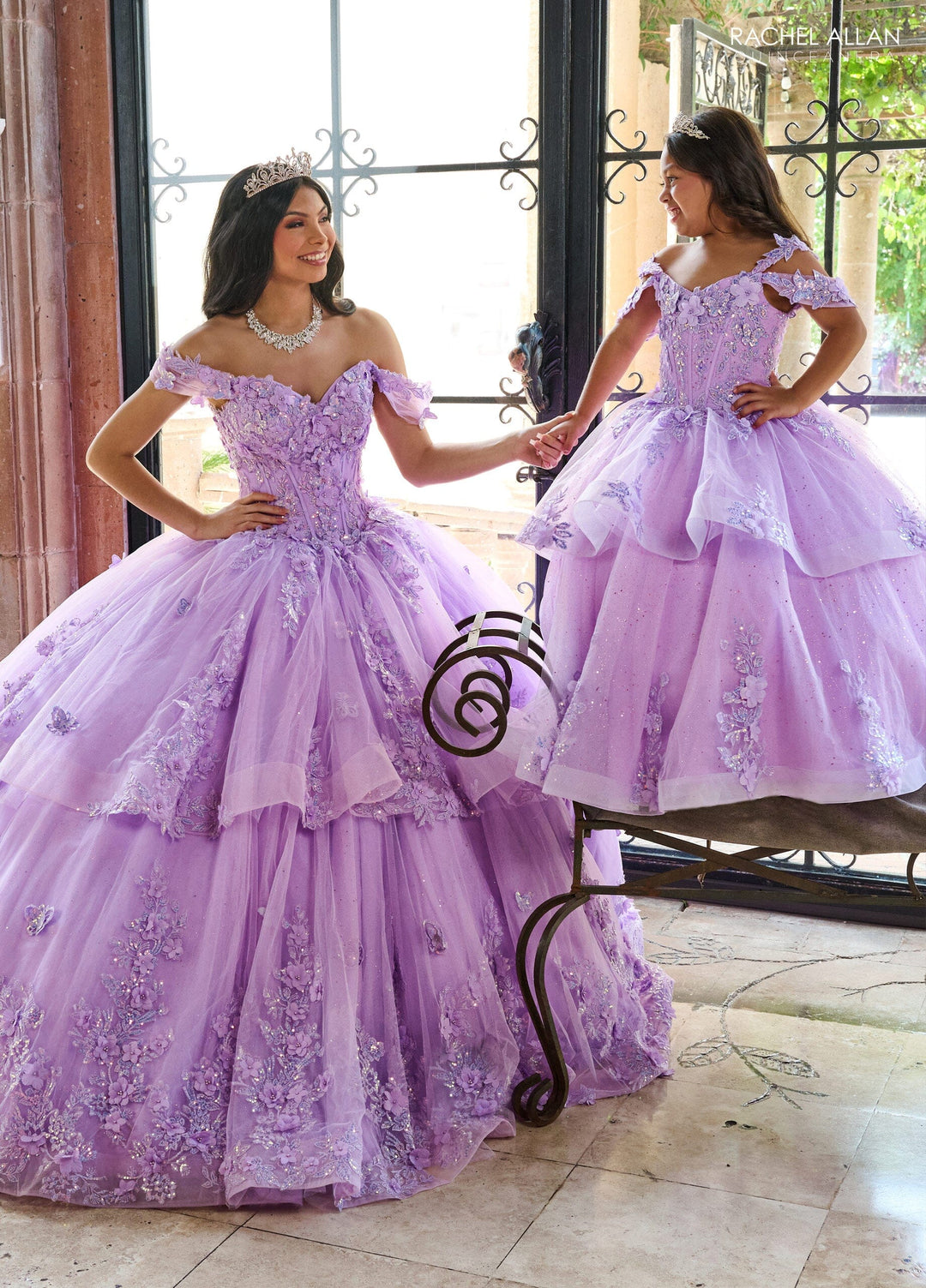 Girl's 3D Floral Cold Shoulder Gown by Rachel Allan RQ4043