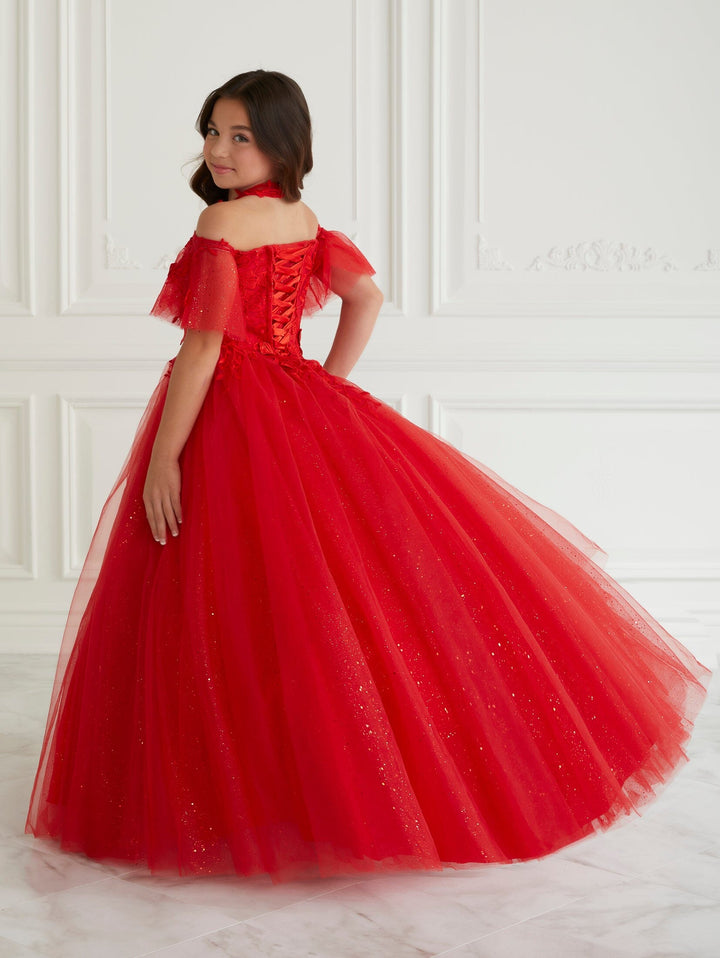 Girls 3D Floral Short Sleeve Gown by Tiffany Princess 13657
