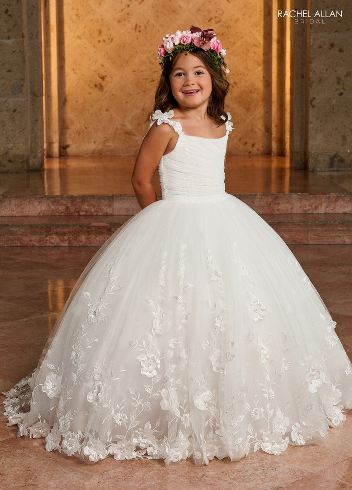 Girls 3D Floral Sleeveless Gown by Rachel Allan RB9142