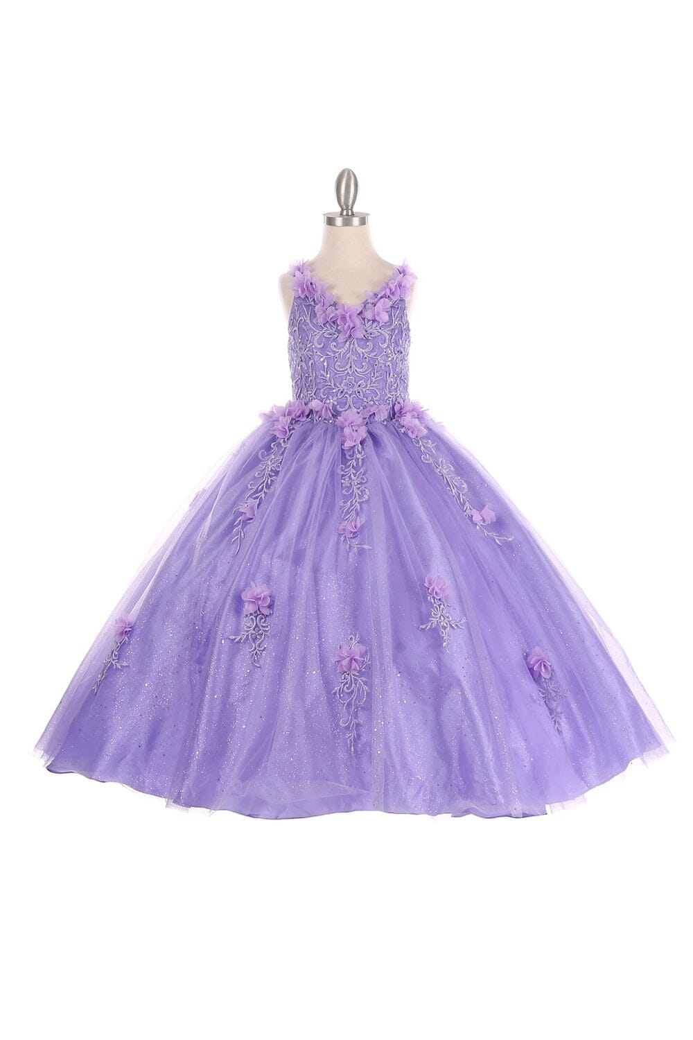 3D Floral Embroidery Fluffy Ball Girls Dress main image 0