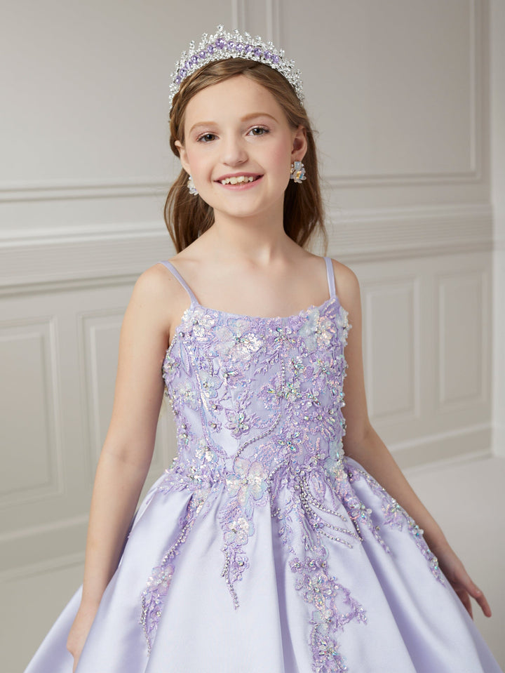 Girls Applique Mikado Gown by Tiffany Princess 13725