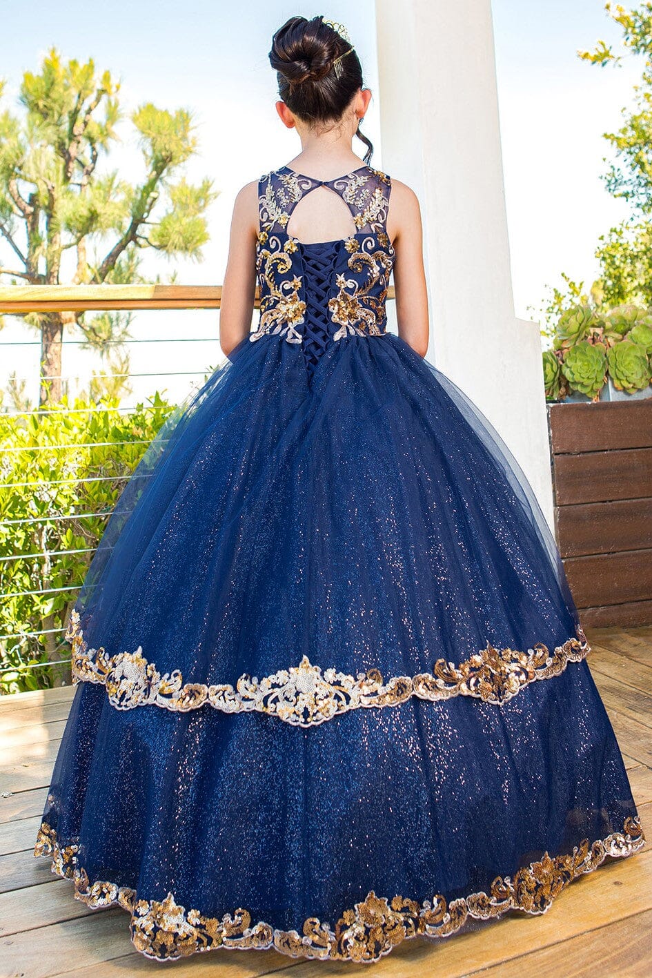 Girls Applique Sleeveless Gown by Cinderella Couture 5163
