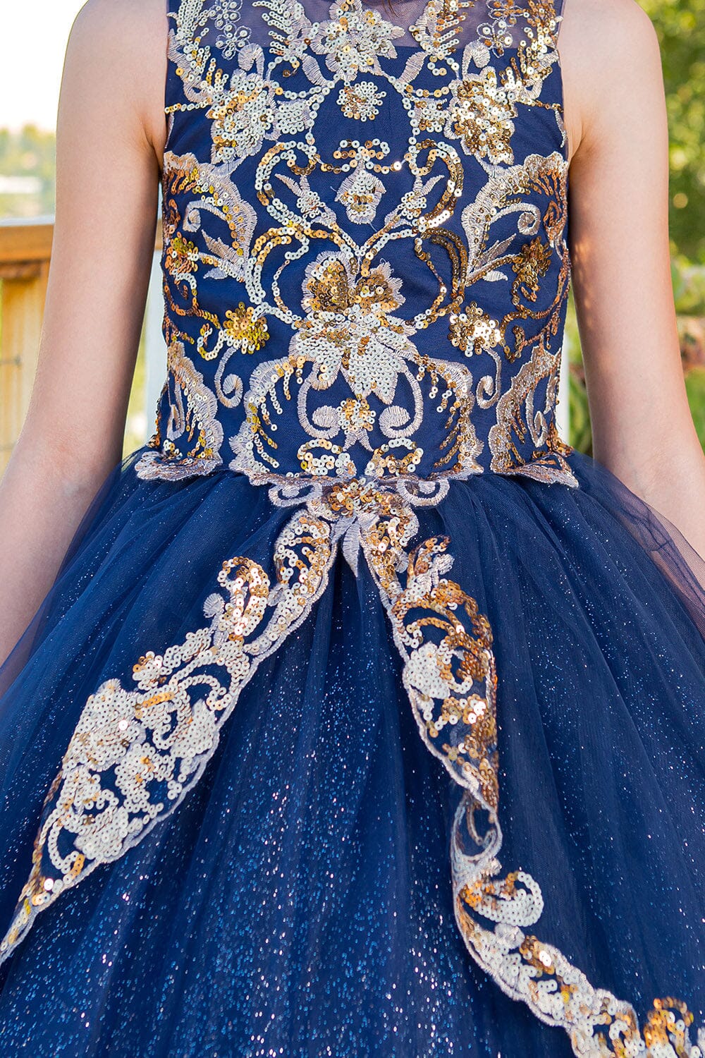 Girls Applique Sleeveless Gown by Cinderella Couture 5163