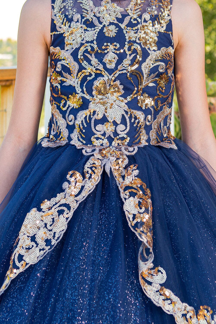 Girls Applique Sleeveless Gown by Cinderella Couture 5163