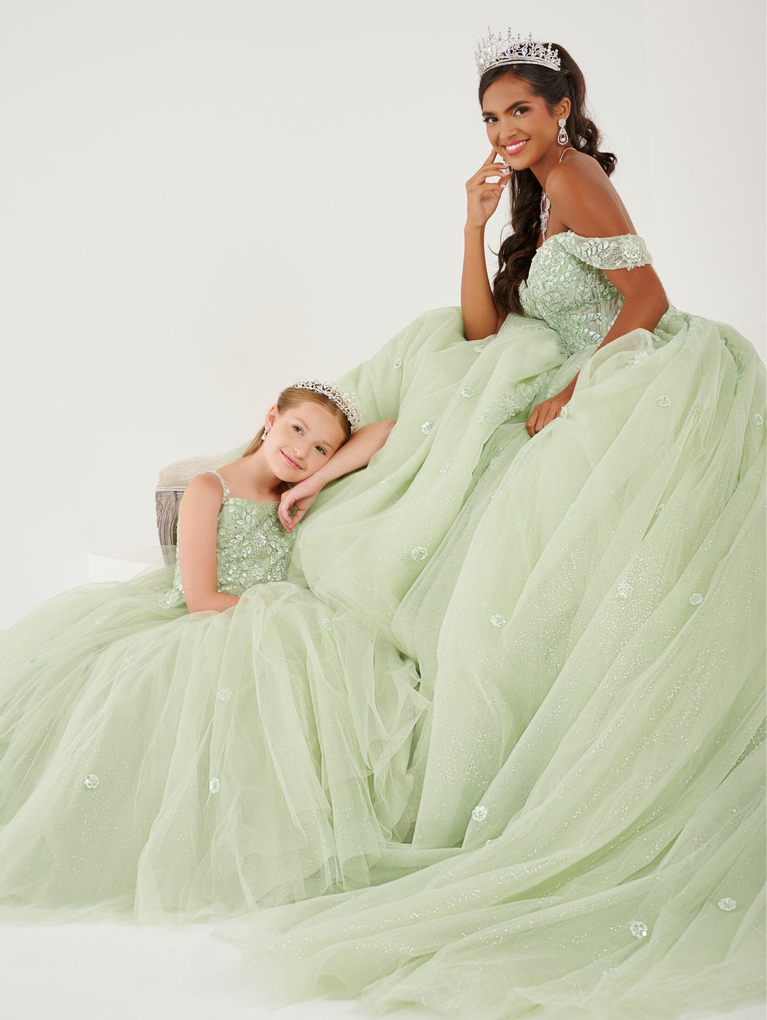 Girls Applique Sleeveless Gown by Tiffany Princess 13749