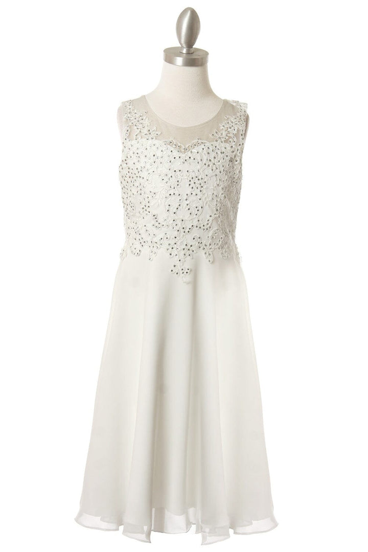 Girls Applique Tea Length Dress by Cinderella Couture 5089