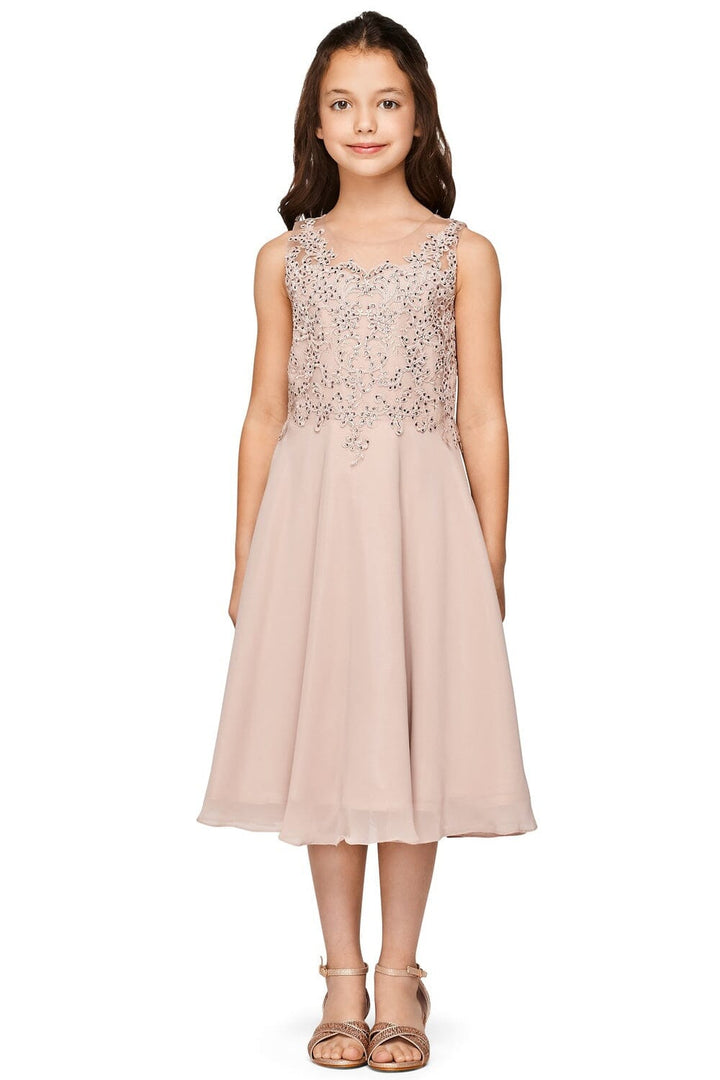 Girls Applique Tea Length Dress by Cinderella Couture 5089
