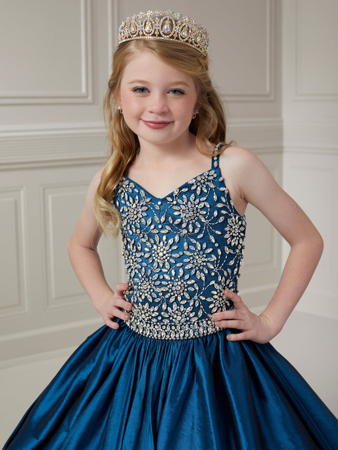 Girls Beaded Taffeta Gown by Tiffany Princess 13721
