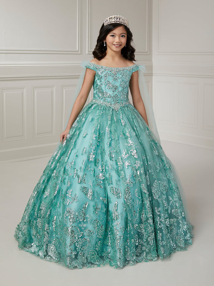Girls Butterfly Glitter Print Gown by Tiffany Princess 13717