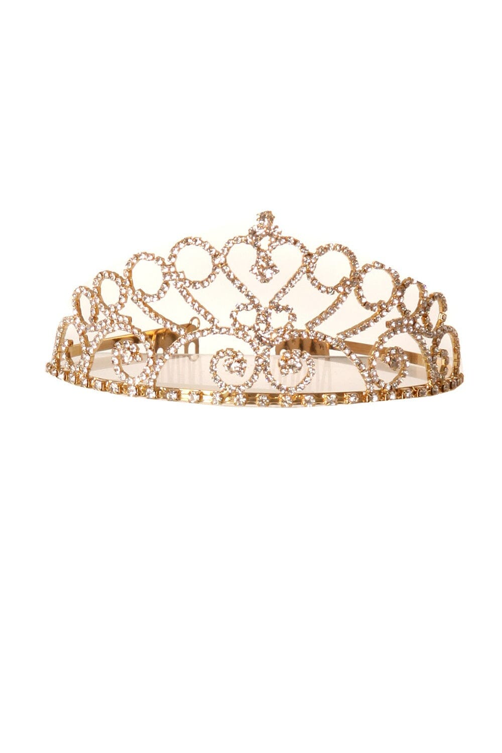 Girls Clear Rhinestone Heart Tiara with Comb